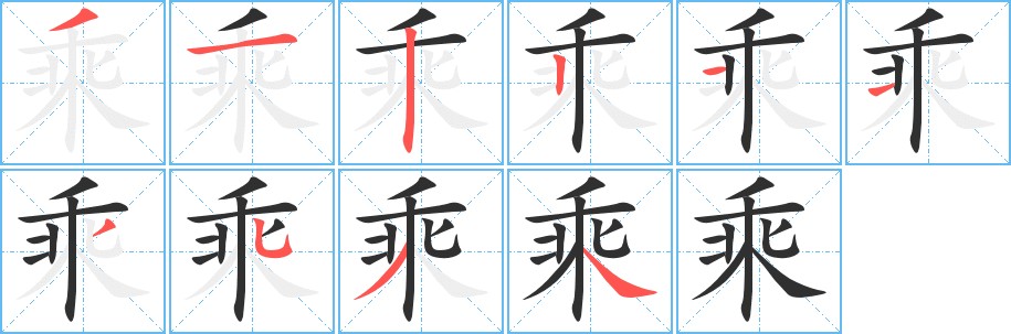 乘字的笔顺，共10画