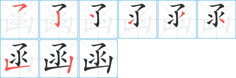 函字的笔顺，共8画