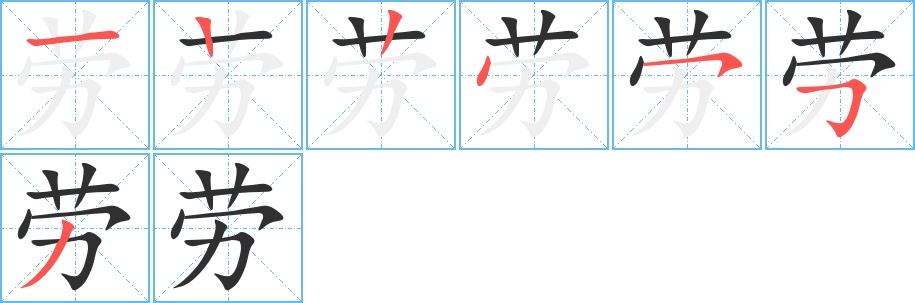 劳字的笔顺，共7画