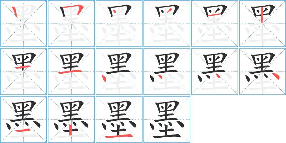 墨字的笔顺，共15画