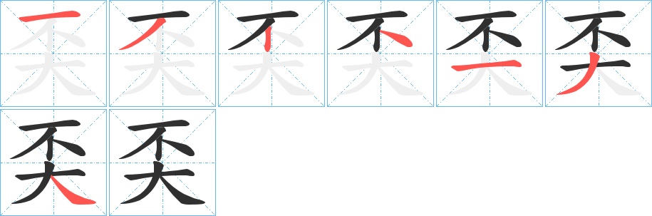 奀字的笔顺，共7画