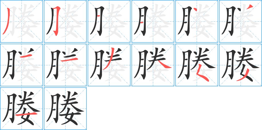 媵字的笔顺，共13画