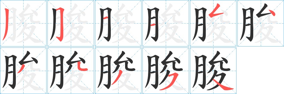 朘字的笔顺，共11画