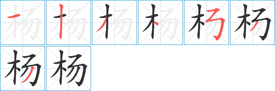 杨字的笔顺，共7画
