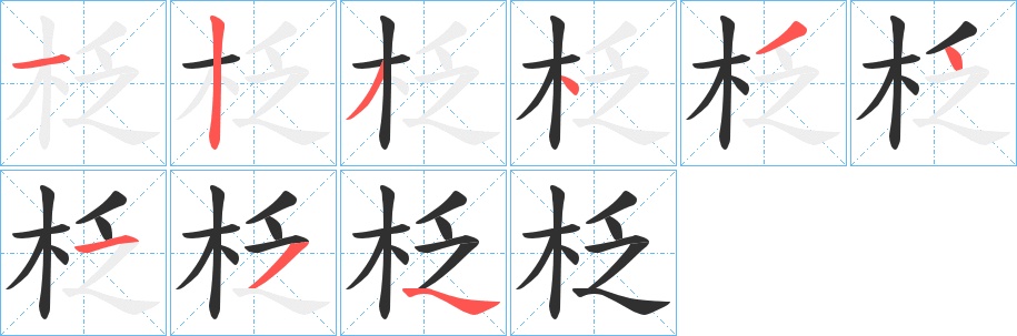 柉字的笔顺，共8画