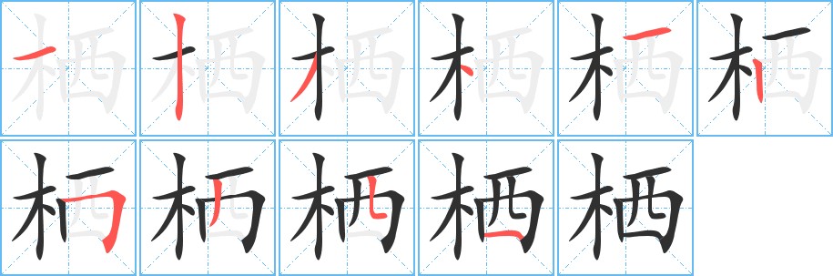 栖字的笔顺，共10画