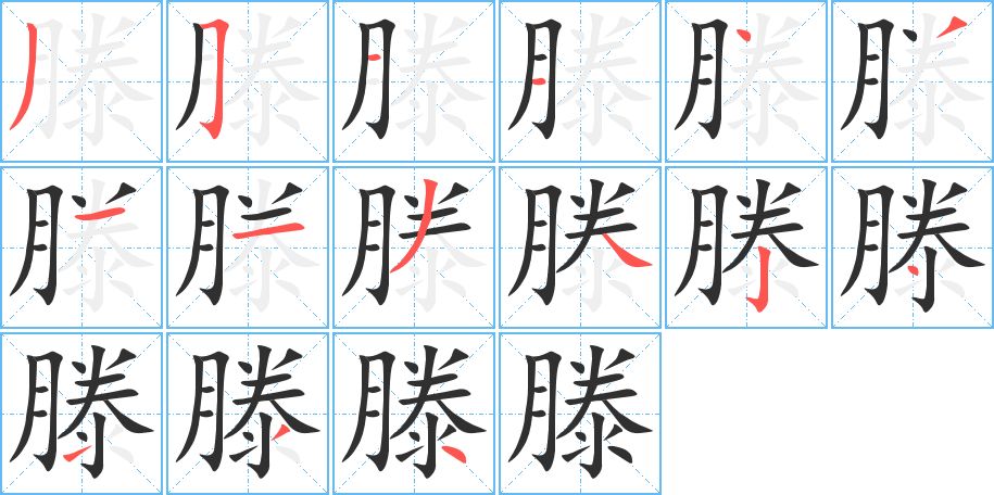 滕字的笔顺，共15画