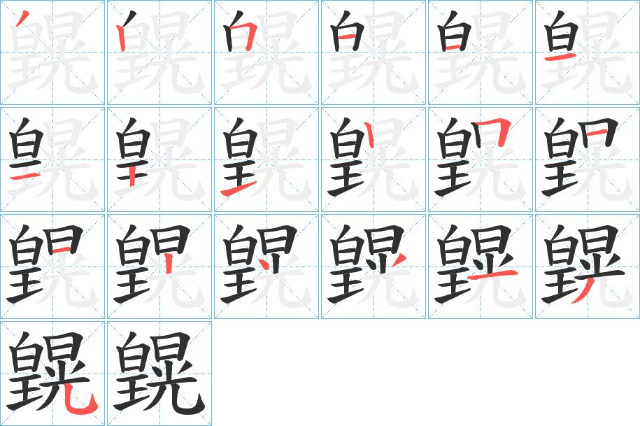皩字的笔顺，共19画