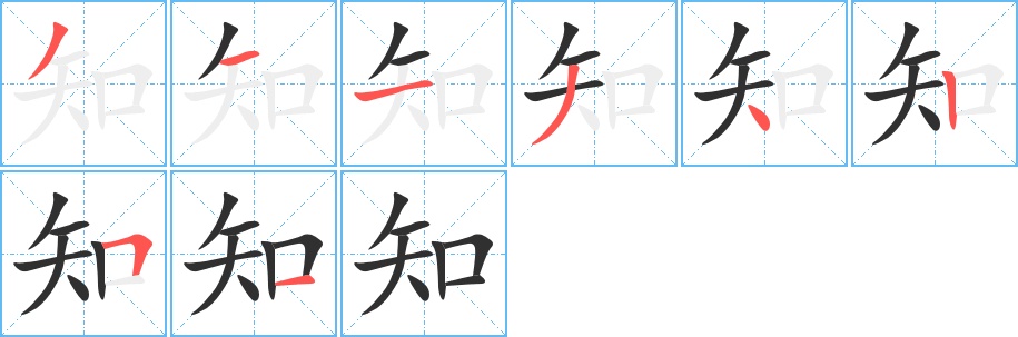 知字的笔顺，共8画