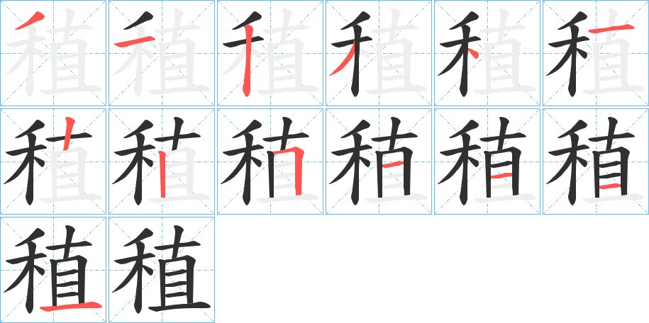 稙字的笔顺，共13画