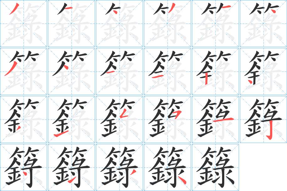 籙字的笔顺，共22画