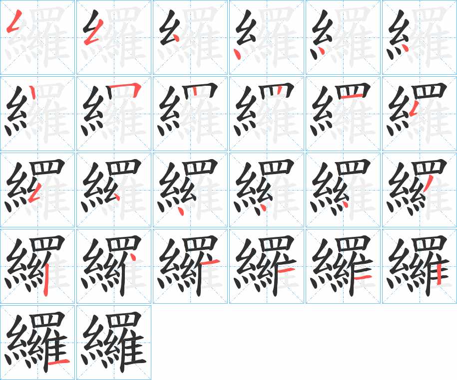 纙字的笔顺，共25画