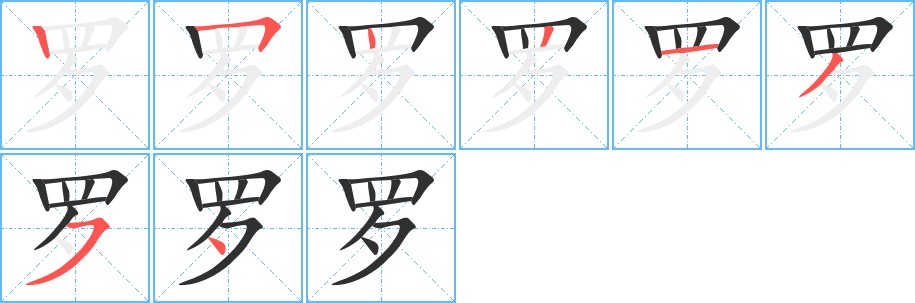 罗字的笔顺，共8画