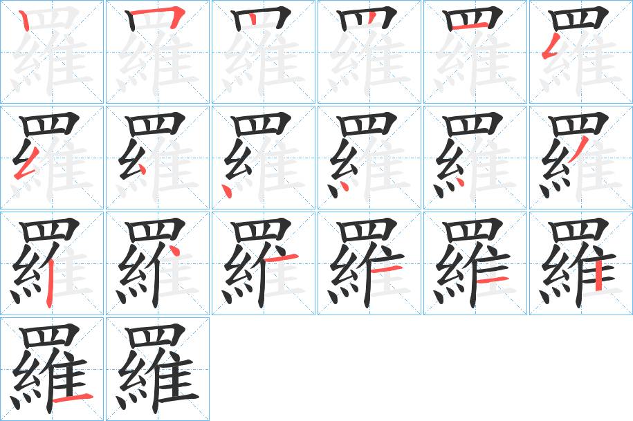 羅字的笔顺，共19画