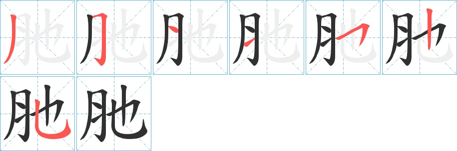 肔字的笔顺，共7画
