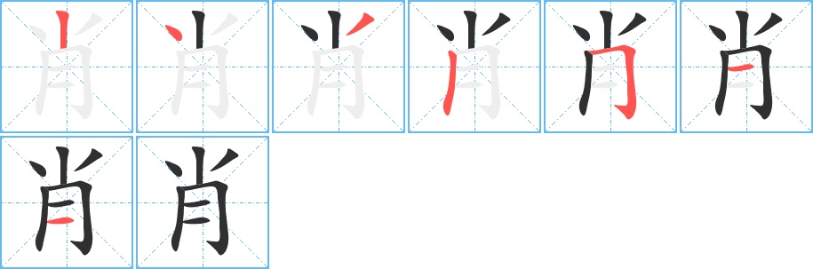 肖字的笔顺，共7画