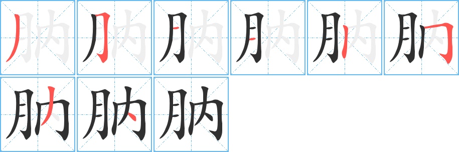 肭字的笔顺，共8画