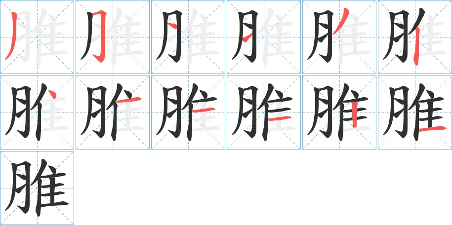 脽字的笔顺，共12画