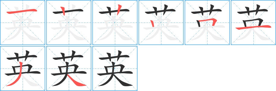 英字的笔顺，共8画