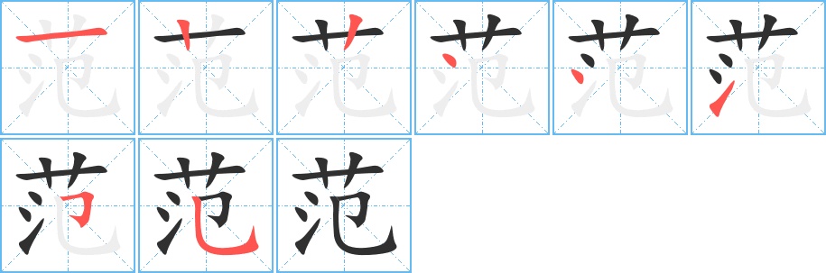 范字的笔顺，共8画