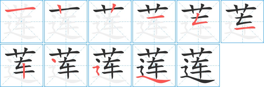 莲字的笔顺图片