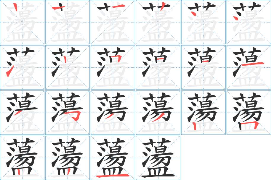 蘯字的笔顺，共20画