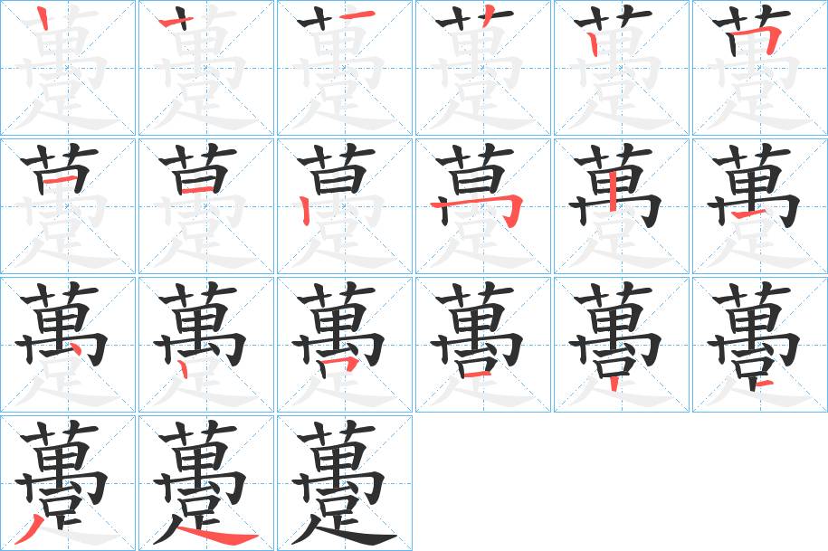 躉字的笔顺，共19画