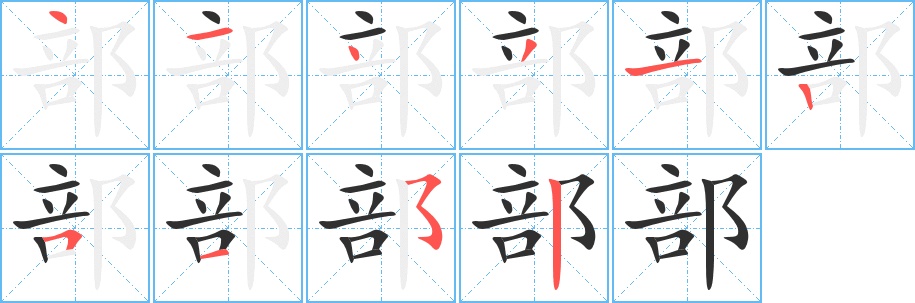 部字的笔顺，共10画