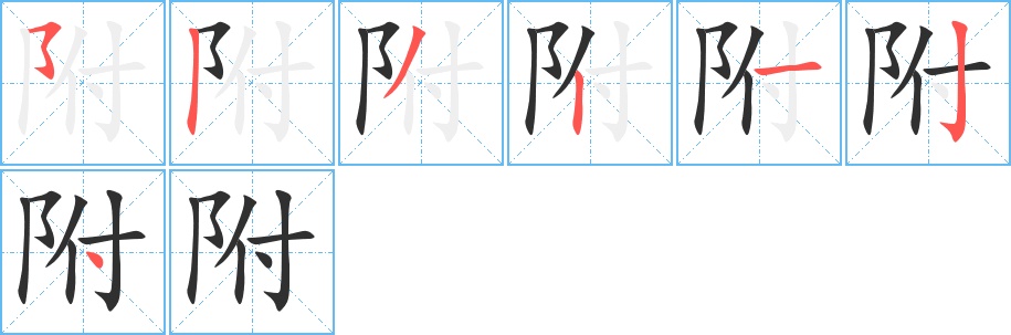 附字的笔顺，共7画