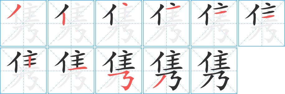 隽字的笔顺，共10画