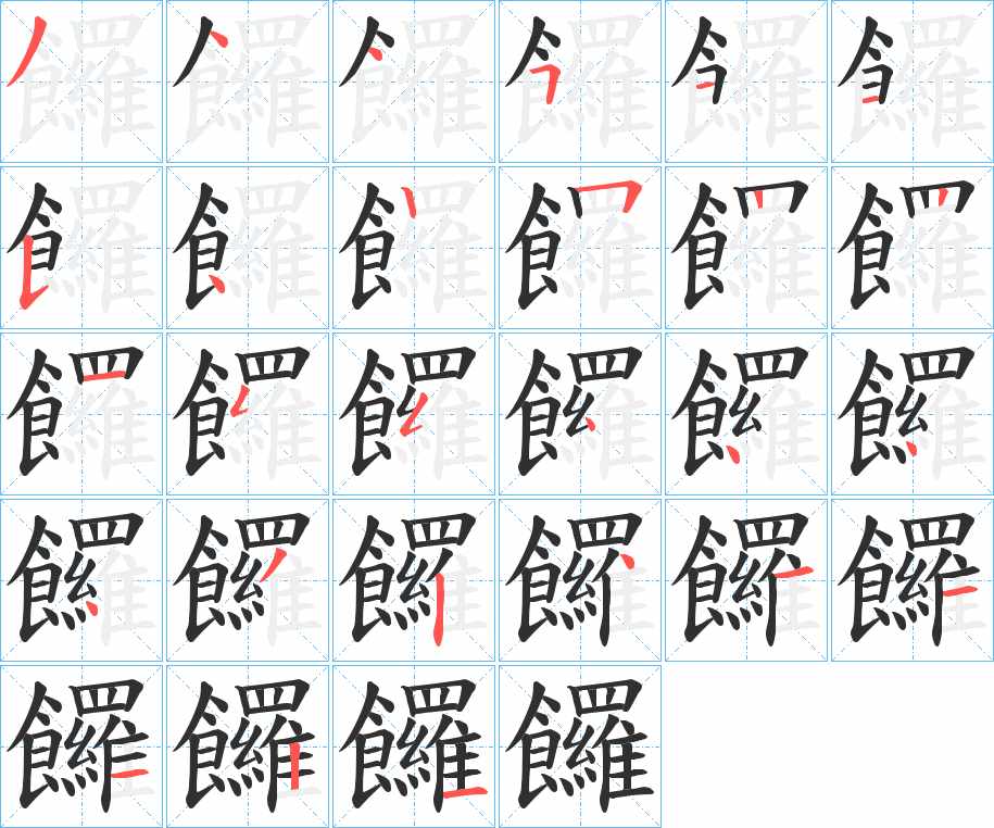 饠字的笔顺，共27画