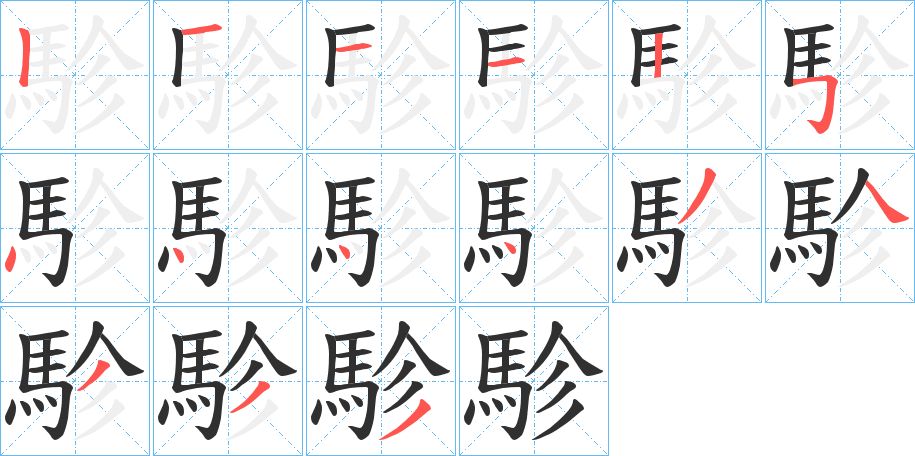 駗字的笔顺，共15画