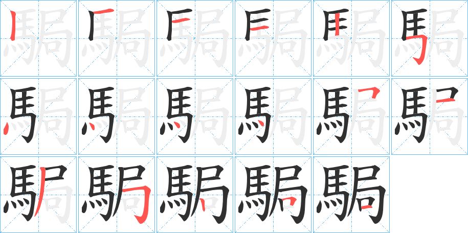 駶字的笔顺，共17画