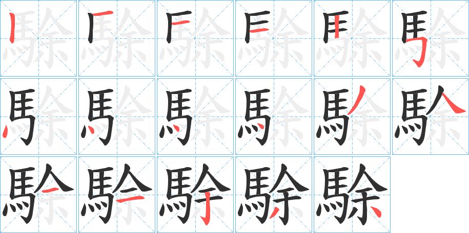 駼字的笔顺，共17画