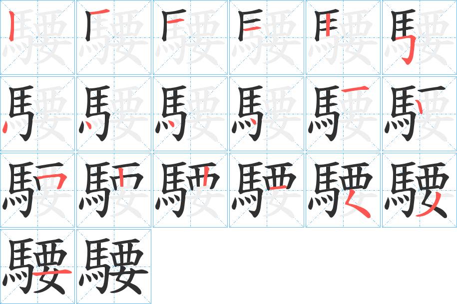 騕字的笔顺，共19画
