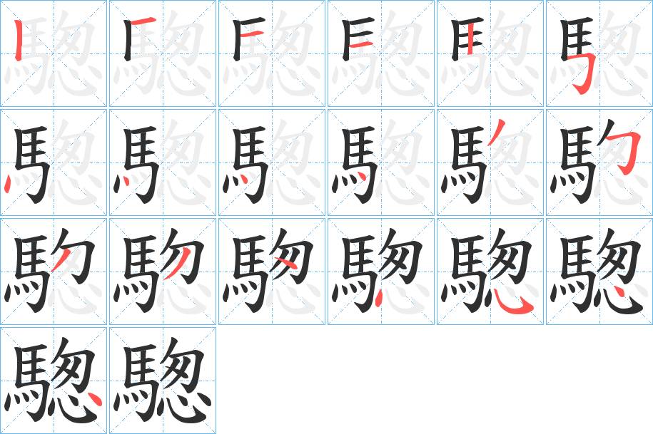 騘字的笔顺，共19画