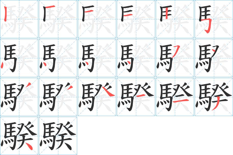 騤字的笔顺，共19画