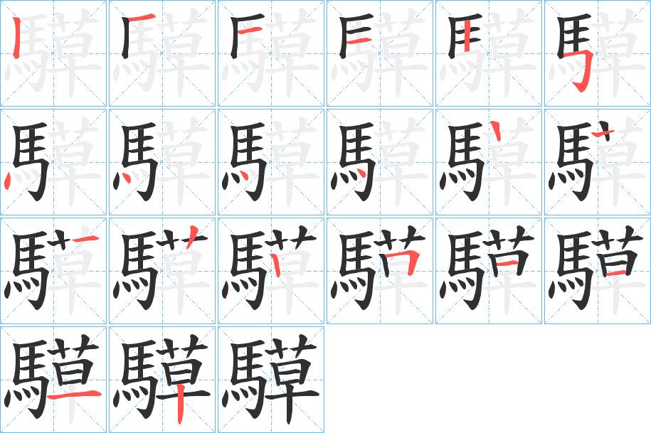 騲字的笔顺，共19画