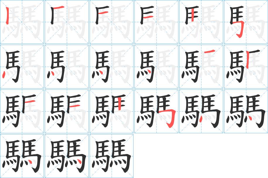 騳字的笔顺，共20画