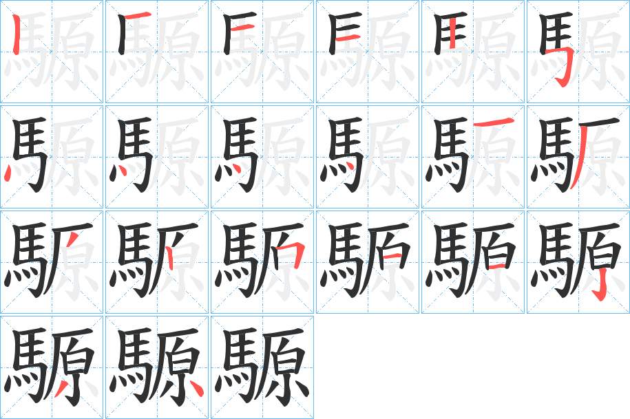 騵字的笔顺，共20画