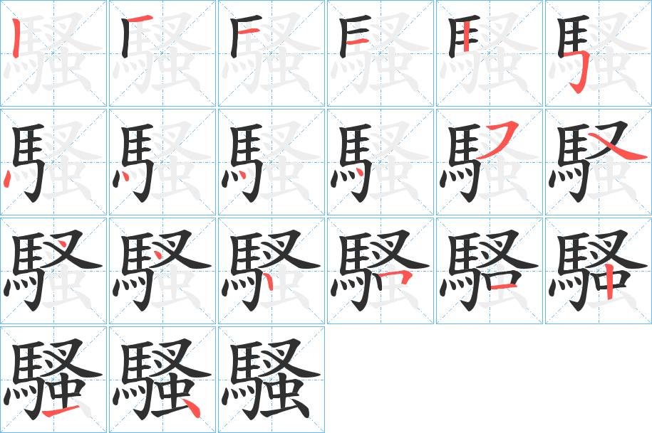 騷字的笔顺，共19画