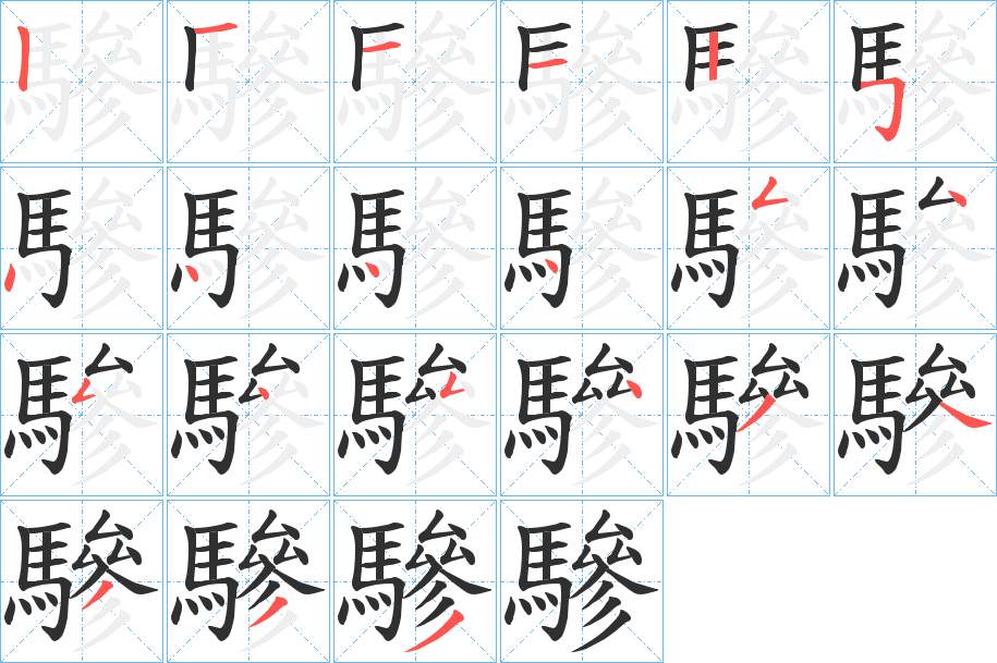 驂字的笔顺，共21画