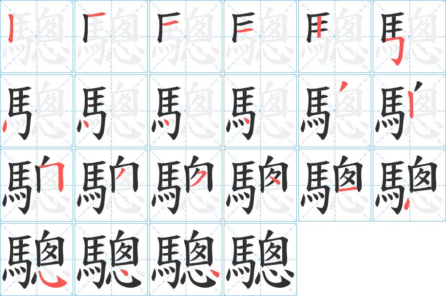 驄字的笔顺，共21画