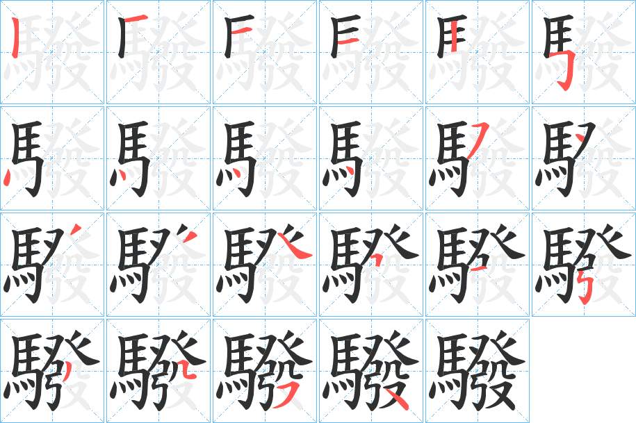 驋字的笔顺，共22画