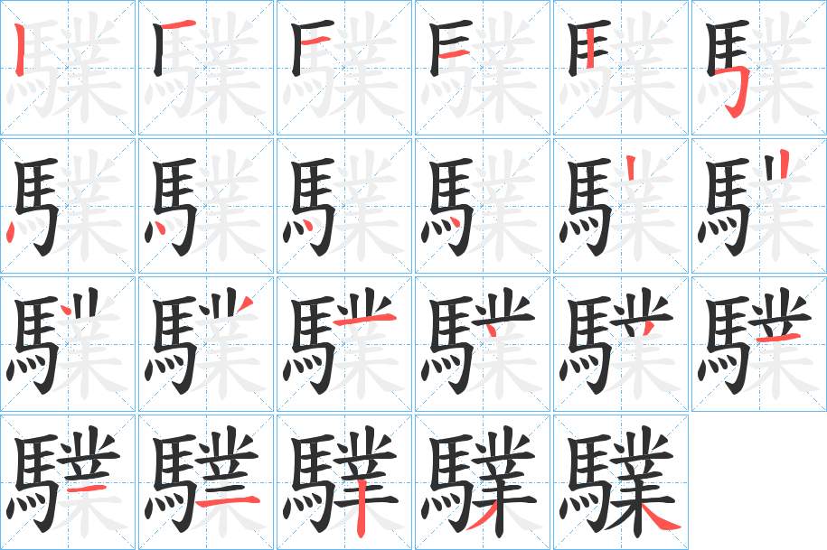 驜字的笔顺，共23画