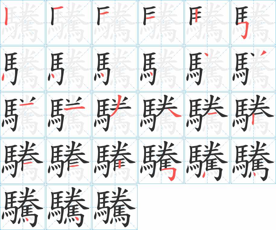 驣字的笔顺，共26画