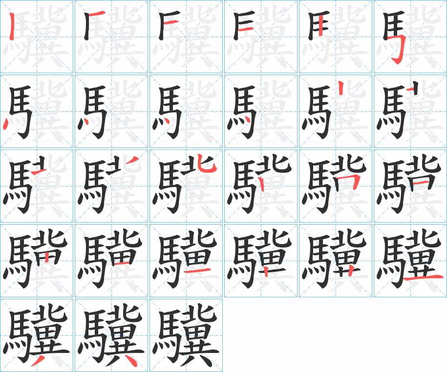 驥字的笔顺，共26画