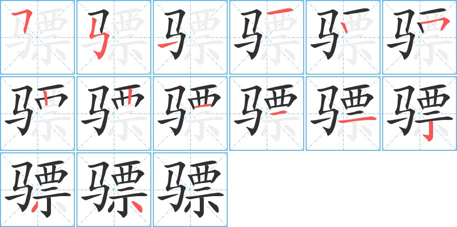 骠字的笔顺，共14画