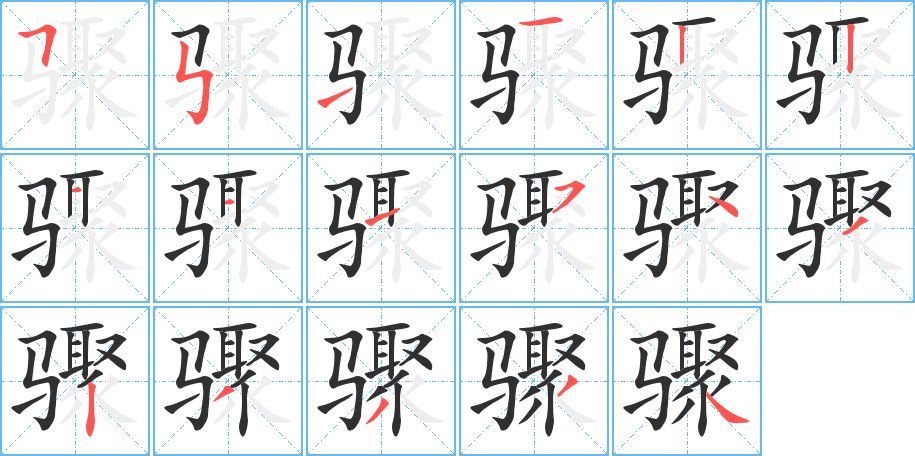 骤字的笔顺，共17画