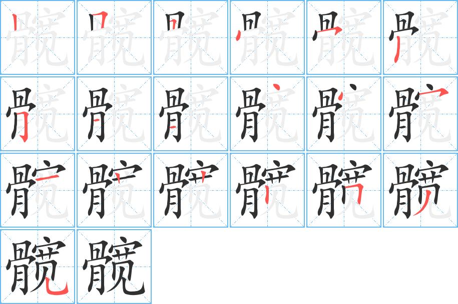 髋字的笔顺，共19画
